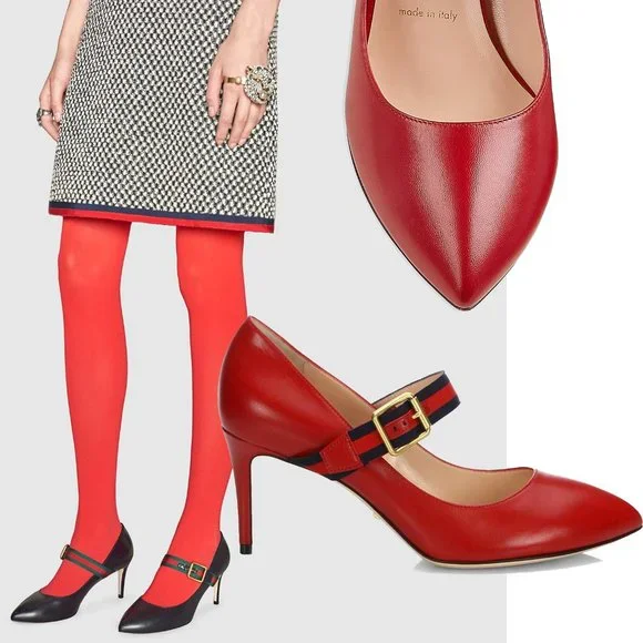 Gucci | Shoes | Gucci Shoes Sylvie Web Red Leather Mary Jane  display picture 1